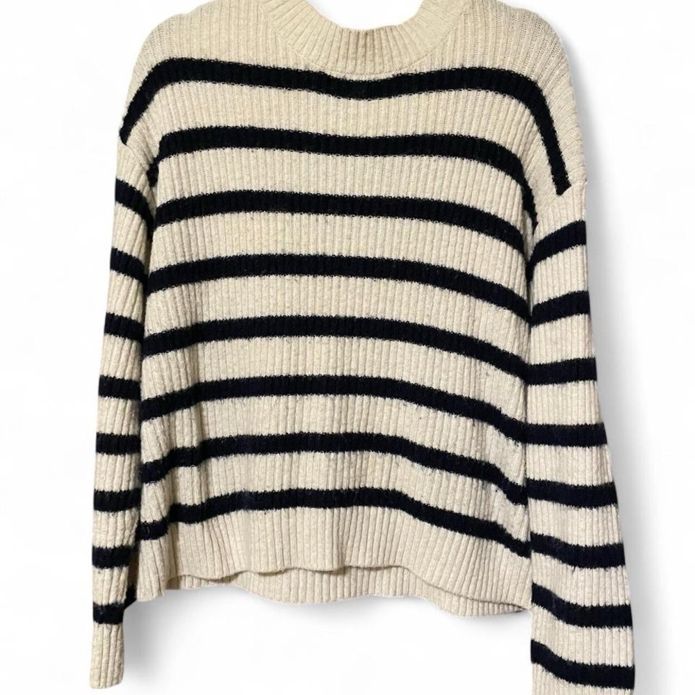 H&M Black and Cream Striped Sweater